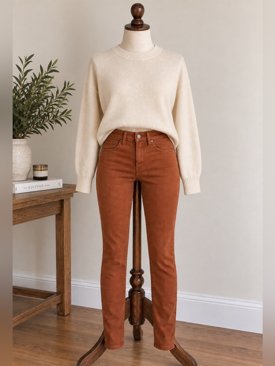RW&CO. Denim - RW&CO Natalie Rust Skinny Pants S Burnt Orange Fall Preppy Dark Academia